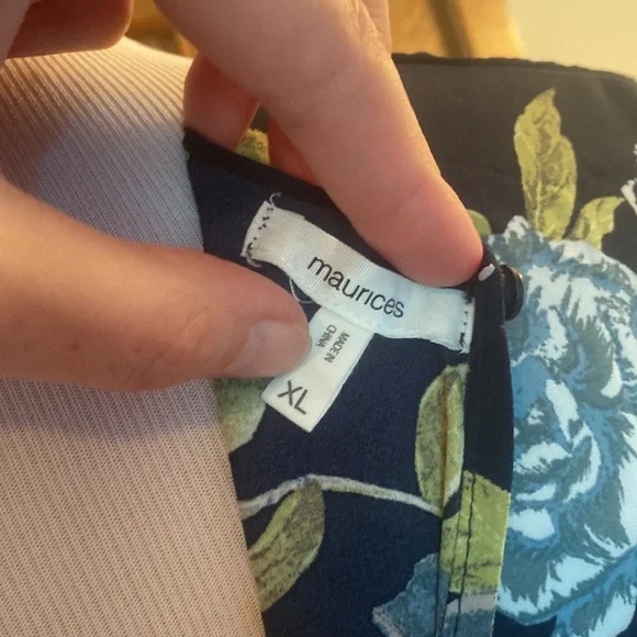 Maurices Floral Mini Dress - Blue and Green boho trumpet sleeves navy sage XL - Picture 16 of 16